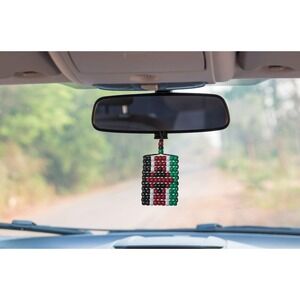 Kenya Flag Car Danglers. Mini Beaded Flag 2.5" x 3".  Interior Car Accessory.